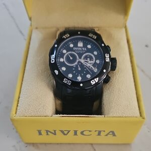 Invicta Men's 0076 Pro Diver Quartz Chronograph Watch Black/Blue